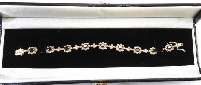 Gold over Sterling Silver Spinel link bracelet 7"