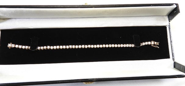 Gold over Sterling Silver Diamonique CZ Tennis bracelet.7"