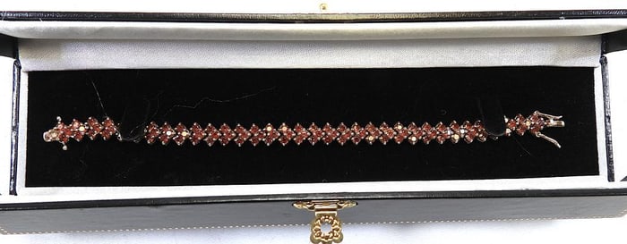 Gold over sterling silver Pink CZ cluster bracelet 7"
