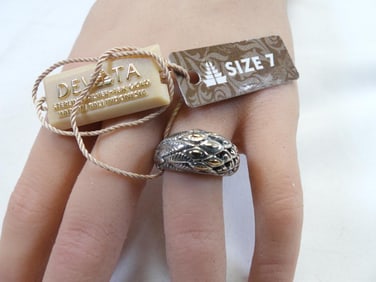 NEW DEVATA Sterling Silver with 18K Gold Dome Ring