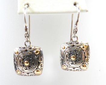 NEW DEVATA Sterling Silver and 18K Gold Earrings