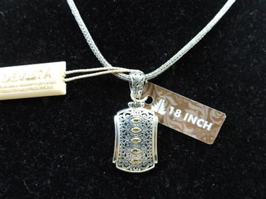 NEW DEVATA Sterling Silver with 18K Gold Pendant with Chain Necklace