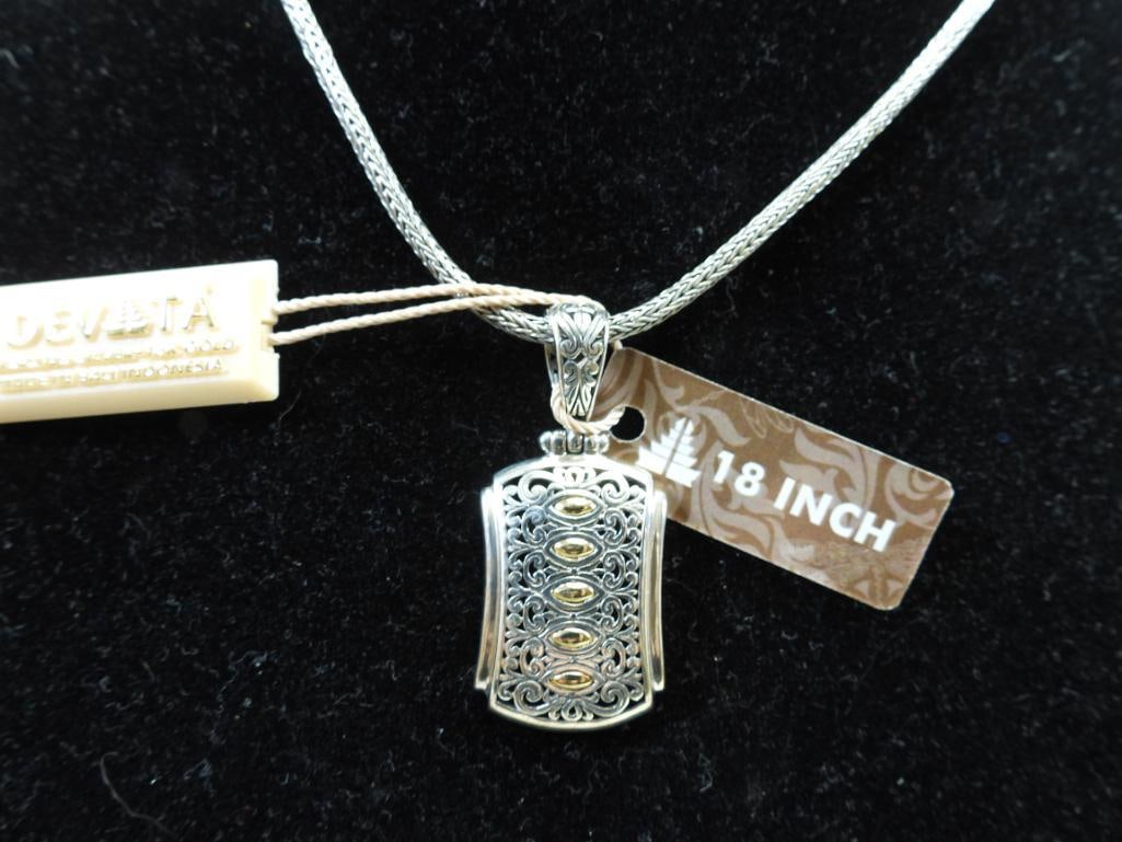 NEW DEVATA Sterling Silver with 18K Gold Pendant with Chain Necklace (1 of 6)