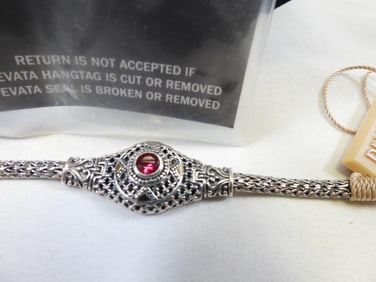 NEW DEVATA Sterling Silver with 18K Gold and Gemstone Bracelet