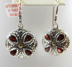 NEW DEVATA Sterling Silver and 18K Gold and Gemstone Earrings