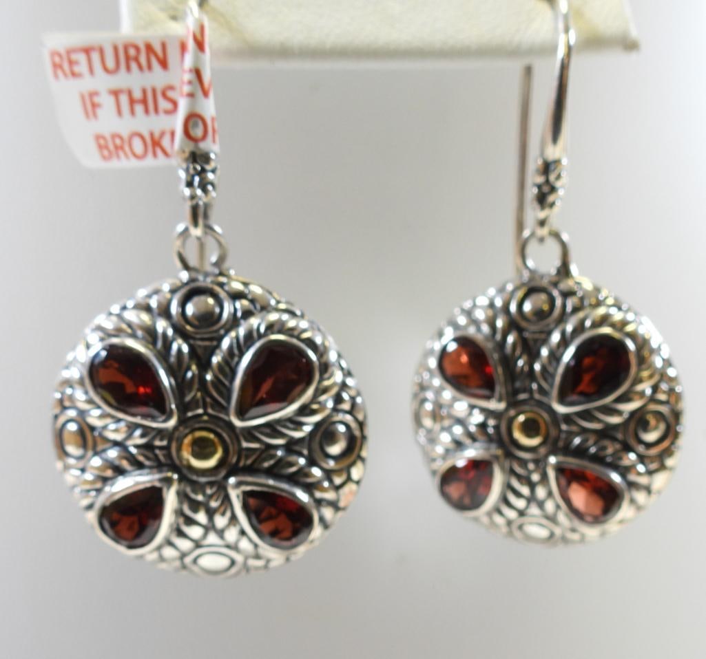 NEW DEVATA Sterling Silver and 18K Gold and Gemstone Earrings (1 of 4)