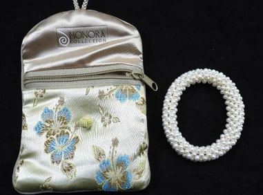NEW Honora Cultured Freshwater Pearl Mesh Bracelet