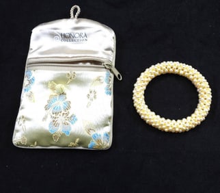 NEW Honora Cultured Freshwater Pearl Mesh Bracelet