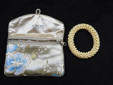 NEW Honora Cultured Freshwater Pearl Mesh Bracelet