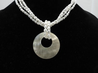NEW Honora Cultured Freshwater Pearl and Mother of Pearl Necklace