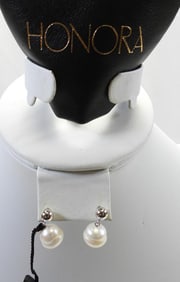 NEW Honora Cultured Freshwater Pearl and Sterling Silver Earrings