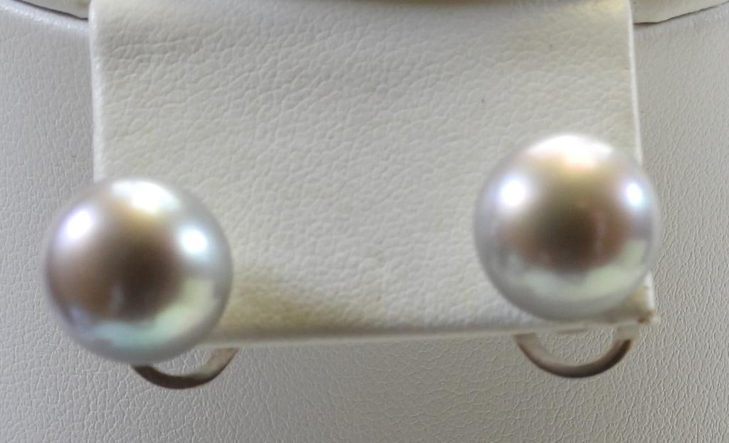 NEW Honora Cultured Freshwater Pearl and Sterling Silver Earrings: New Honora light grey freshwater pearl and sterling silver post pierced earrings, with pearls measuring approximately 11mm