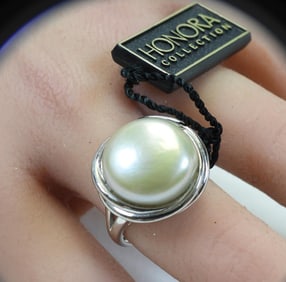 NEW Honora Cultured Freshwater Pearl and Sterling Silver Ring