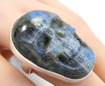 NEW CHARLES ALBERT Sterling Silver and Carved Stone Cocktail Ring