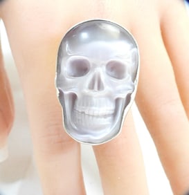 NEW CHARLES ALBERT Sterling Silver and Purple Stone Skull Ring
