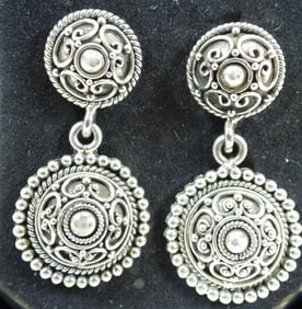 NEW Sterling Silver Medallion Drop Earrings
