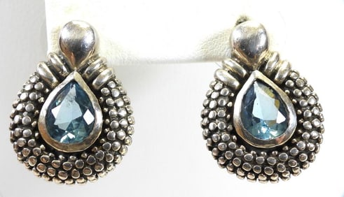 Sterling Silver and Gemstone Teardrop Earrings