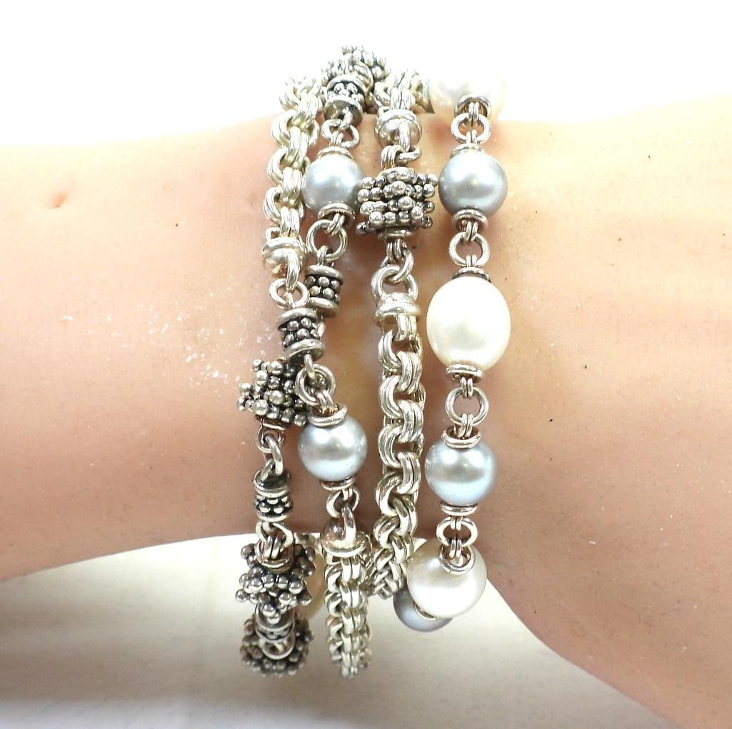 MICHAEL DAWKINS Sterling Silver and Pearl Bracelet (1 of 5)