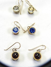 PATRICIA LOCKE 3 PAIRS Crystal and Gemstone Earrings