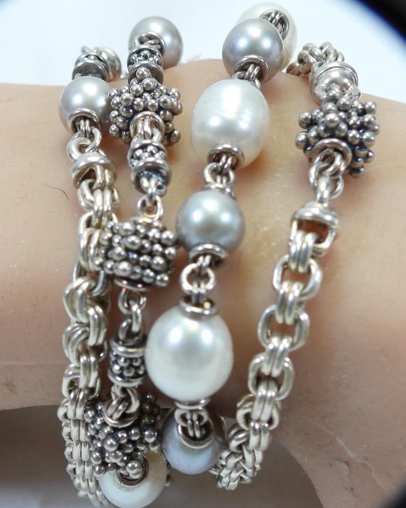 MICHAEL DAWKINS Sterling Silver and Pearl Bracelet (1 of 4)