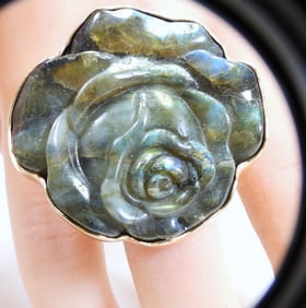 NATURALLY UNIQUE Carved Stone Statement Ring