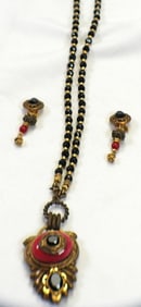 Patrice Black Onyx and Gemstone Necklace and Earrings MATCHING SET