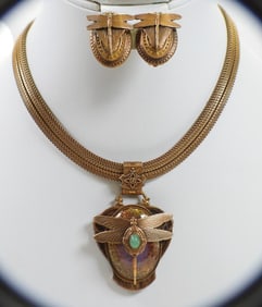 Designer Patrice Dragonfly Pendant Necklace and Matching Earrings