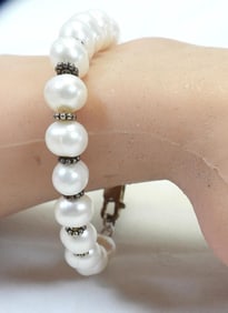 NEW Sterling Silver and Freshwater Pearl Bracelet
