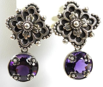 STEPHEN DWECK Sterling Silver and Amethyst Earrings