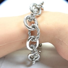 Judith Ripka Sterling Silver and Crystal Wide Chain Bracelet