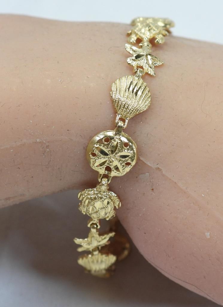 14kt gold Sea creatures, Seashells Star fish bracelet 7.5 grams (1 of 4)