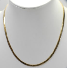 14kt gold herringbone thick chain necklace 18"" weighs 11.5 grams