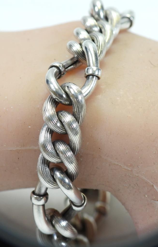 Sterling Silver Wide Link Bracelet  17.6 grams. 7.5" (1 of 4)