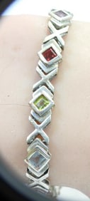 Sterling Silver MULTIGEMSTONES bracelet 12.6 grams