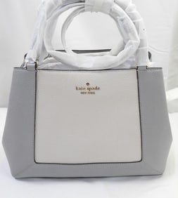 New Kate Spade White and gray leather satchel handbag