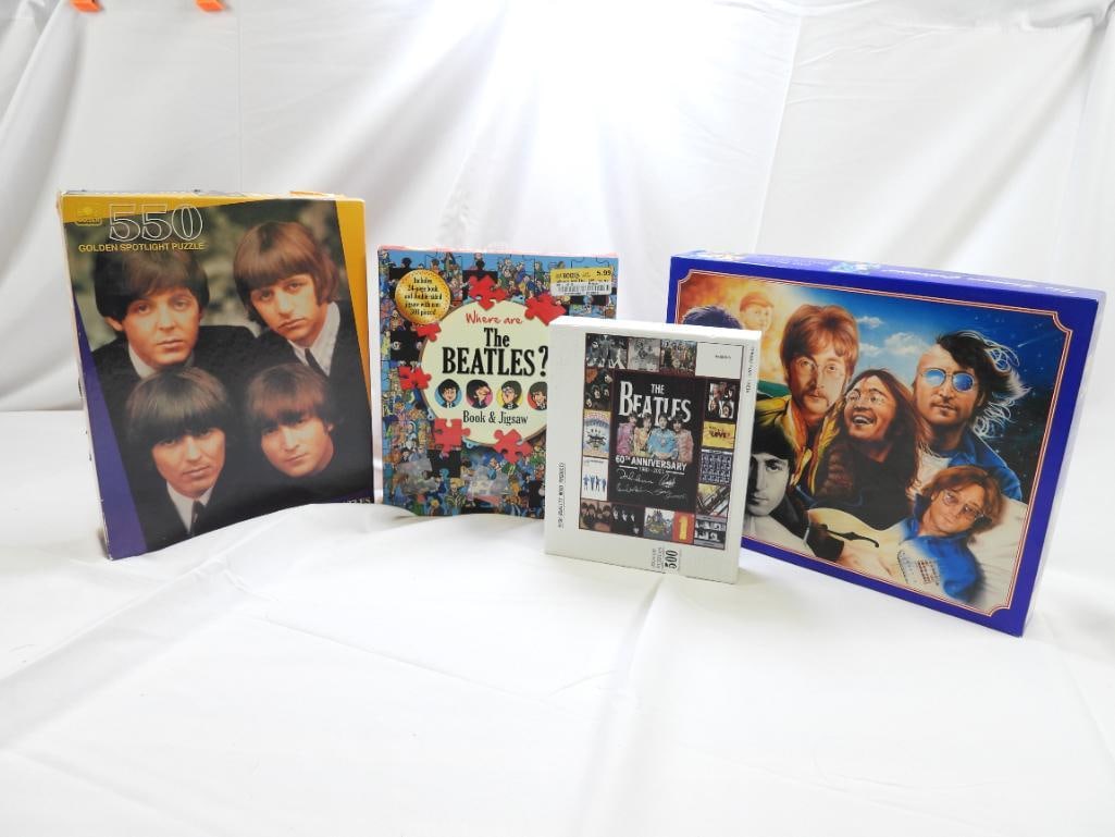 LOT OF 4 BEATLES Themed Jigsaw Puzzles, USED, BOXED (1 of 5)