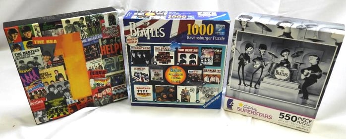 LOT OF 3 BEATLES Themed Jigsaw Puzzles, 2 NEW