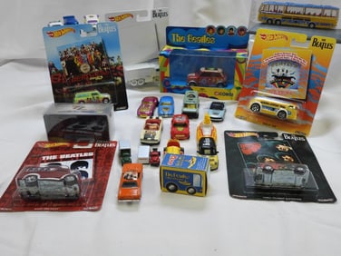 LOT OF BEATLES themed Hot Wheels and Matchbox vehicles