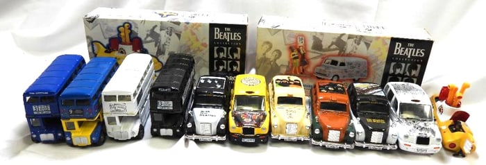 LOT OF 12 BEATLES Themed Diecast Vehicles, 2 NEW IN BOX