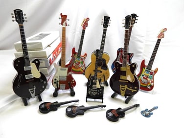 LOT OF 11 Miniature Realistic BEATLES Replica Guitars, Finely Detailed
