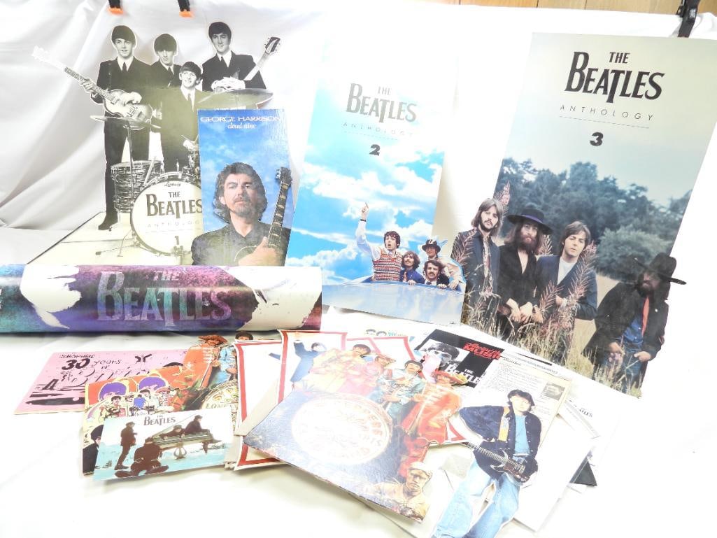 LOT OF 3 Cardboard Advertising Standups for BEATLES Anthologies 1-3, a Door-Sized Poster, and (1 of 7)