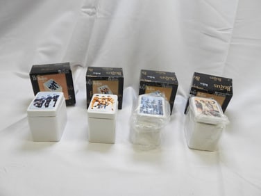LOT OF 4 BEATLES Collectors Ceramic Mini Boxes by VANDOR, BOXED
