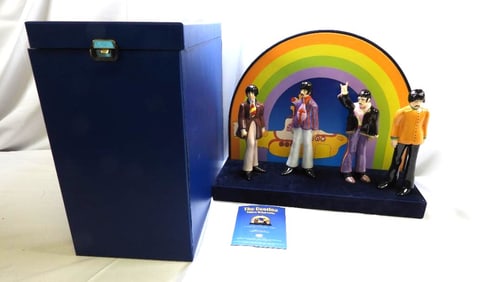 THE BEATLES  Yellow Submarine Stage with Porcelain Figures by GOEBEL, Germany, Limited Edition,