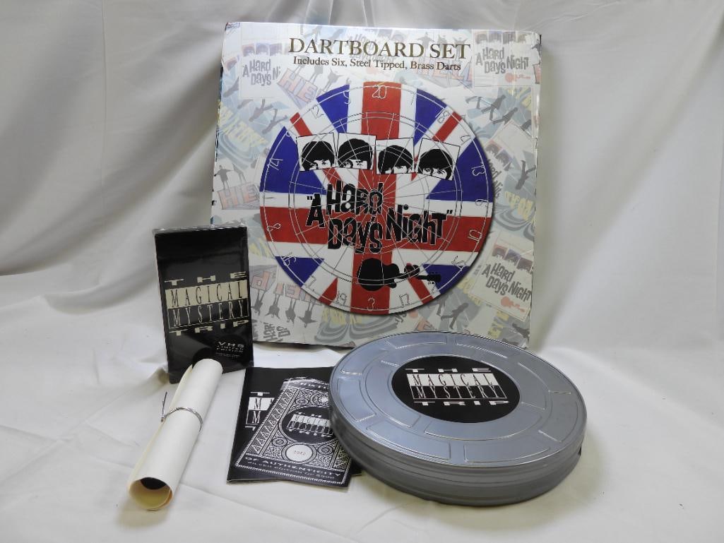 LOT OF 2 BEATLES Items Including  MAGICAL MYSTERY TRIP Tin with Map and NEW VHS Tape,  LIMITED (1 of 5)