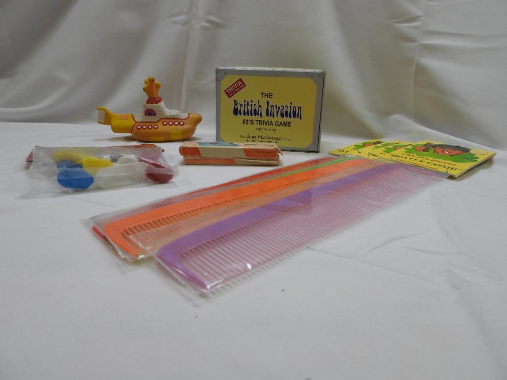 LOT OF 8 BEATLES collectables Including Harmonica, BOXED, 4 Combs, SEALED, Set of Beatles Toy (1 of 11)