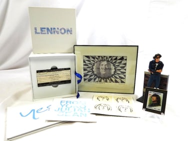 LOT OF 4 JOHN LENNON Themed Decorative Items and a Boxed Tribute CD and Book Set