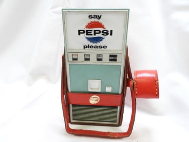 PEPSI Transistor Radio in Leather Carrying Case with Earbud, VINTAGE
