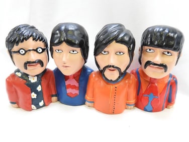 Beatles Ceramic Piggy Bank, Hand-Decorated
