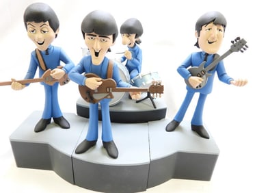 COLLECTABLE SET of 4 Beatles Figures on Stage, Plastic, by MCFARLAND TOYS, 2004