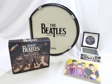 LOT OF 4 Beatles Items Including NEW Notecards, Wooden Box, Calendar and a Gift Book
